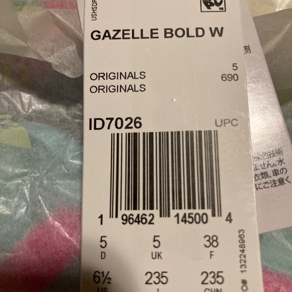Adidas gazelle bold flash aqua/lucid pink/cloud white 6.5 Brand New in Box - Picture 6 of 6